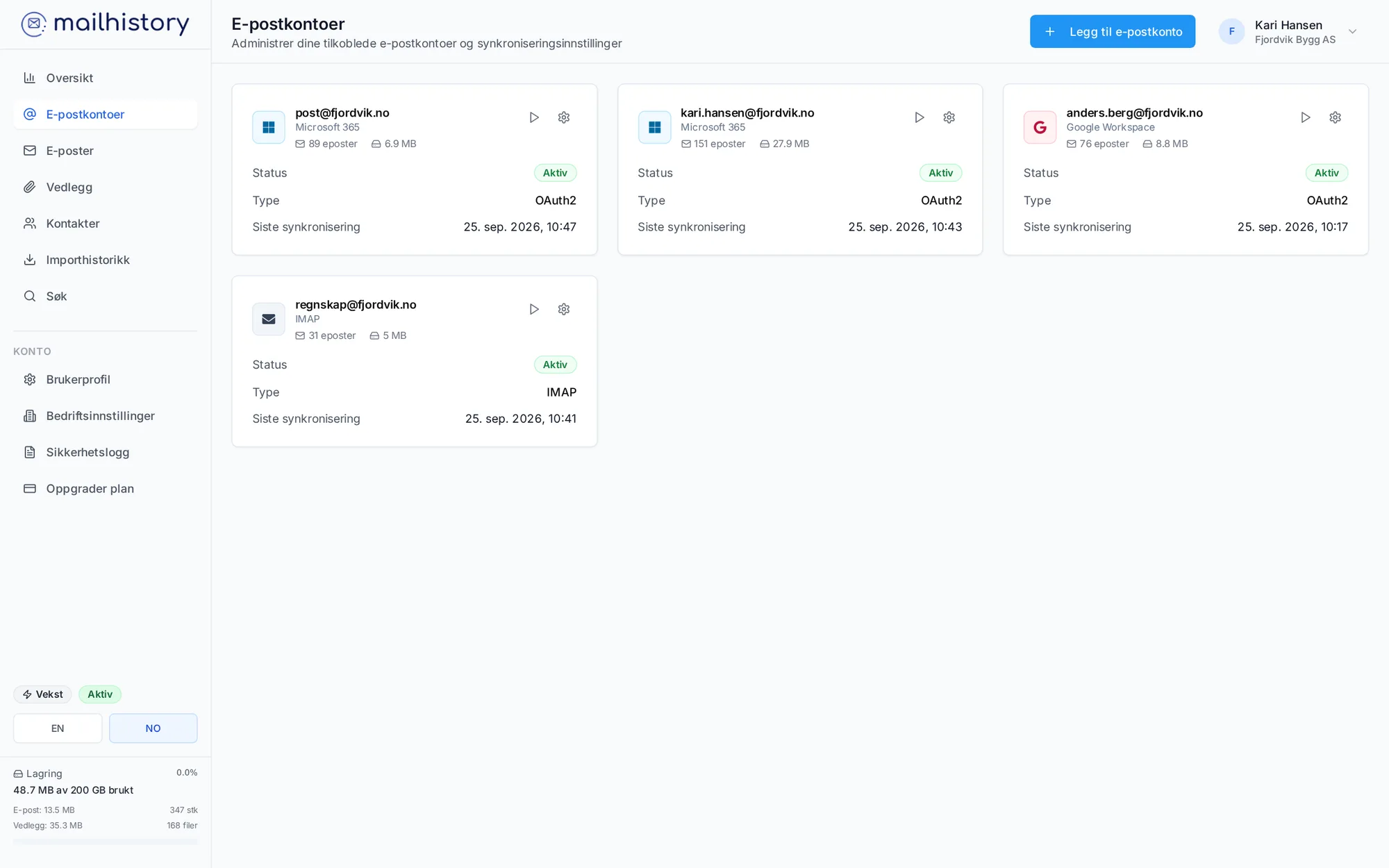 Microsoft 365, Google Workspace og IMAP – MailHistory