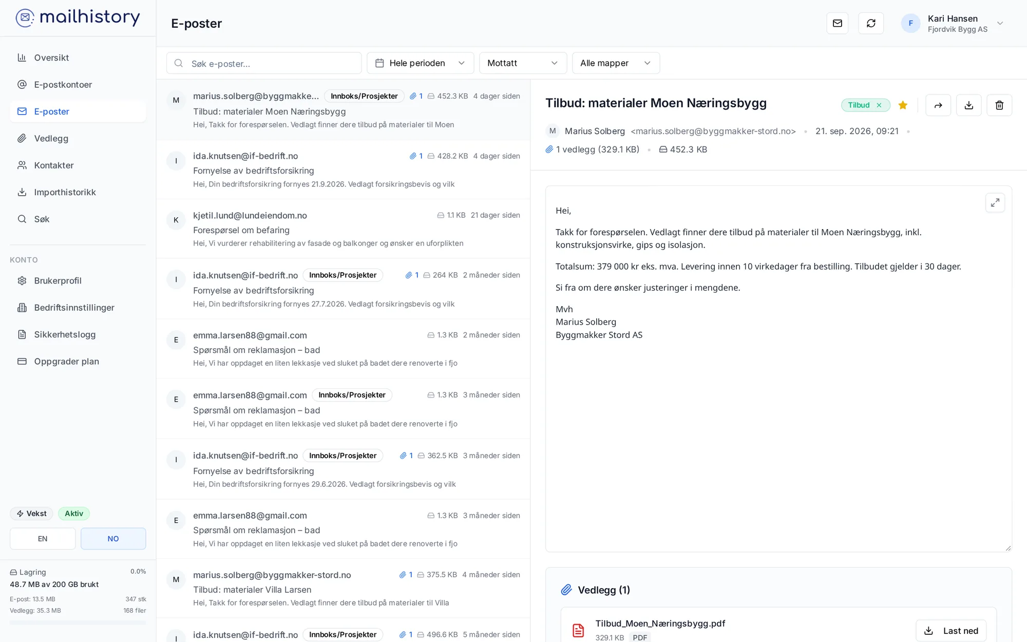 Les e-poster og vedlegg direkte i arkivet – MailHistory